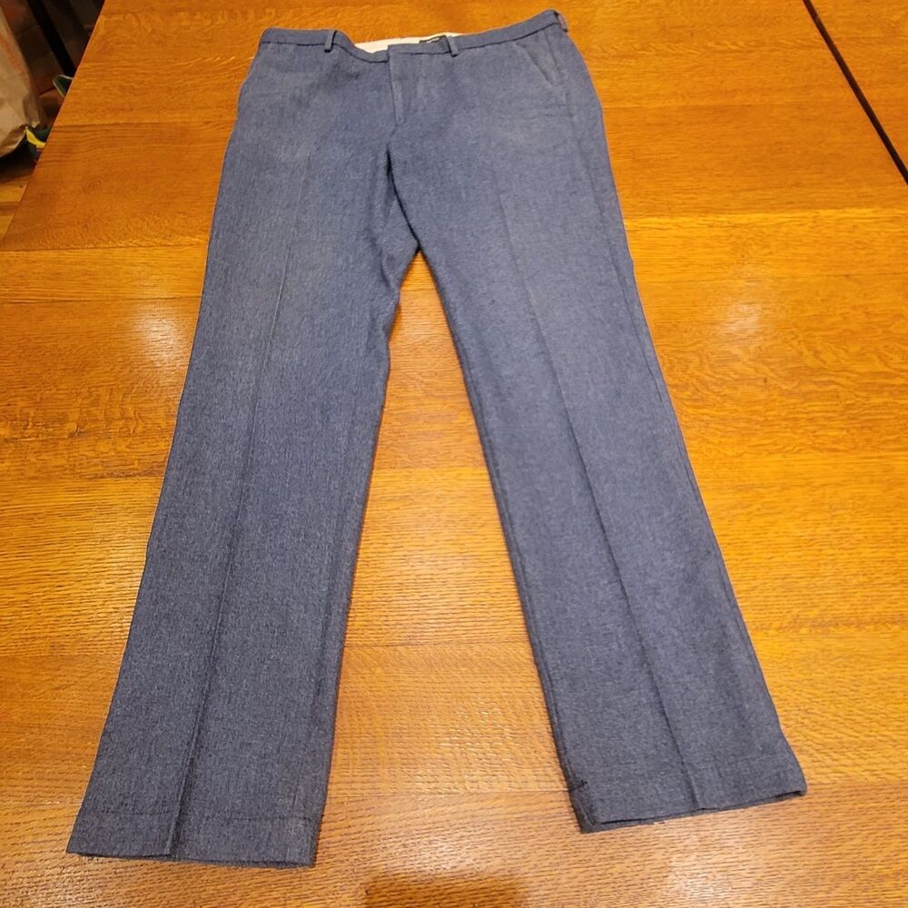 Hugo Boss Kaito Slim Fit Wool Blend Pants Blue 36R Mens Dress Pants